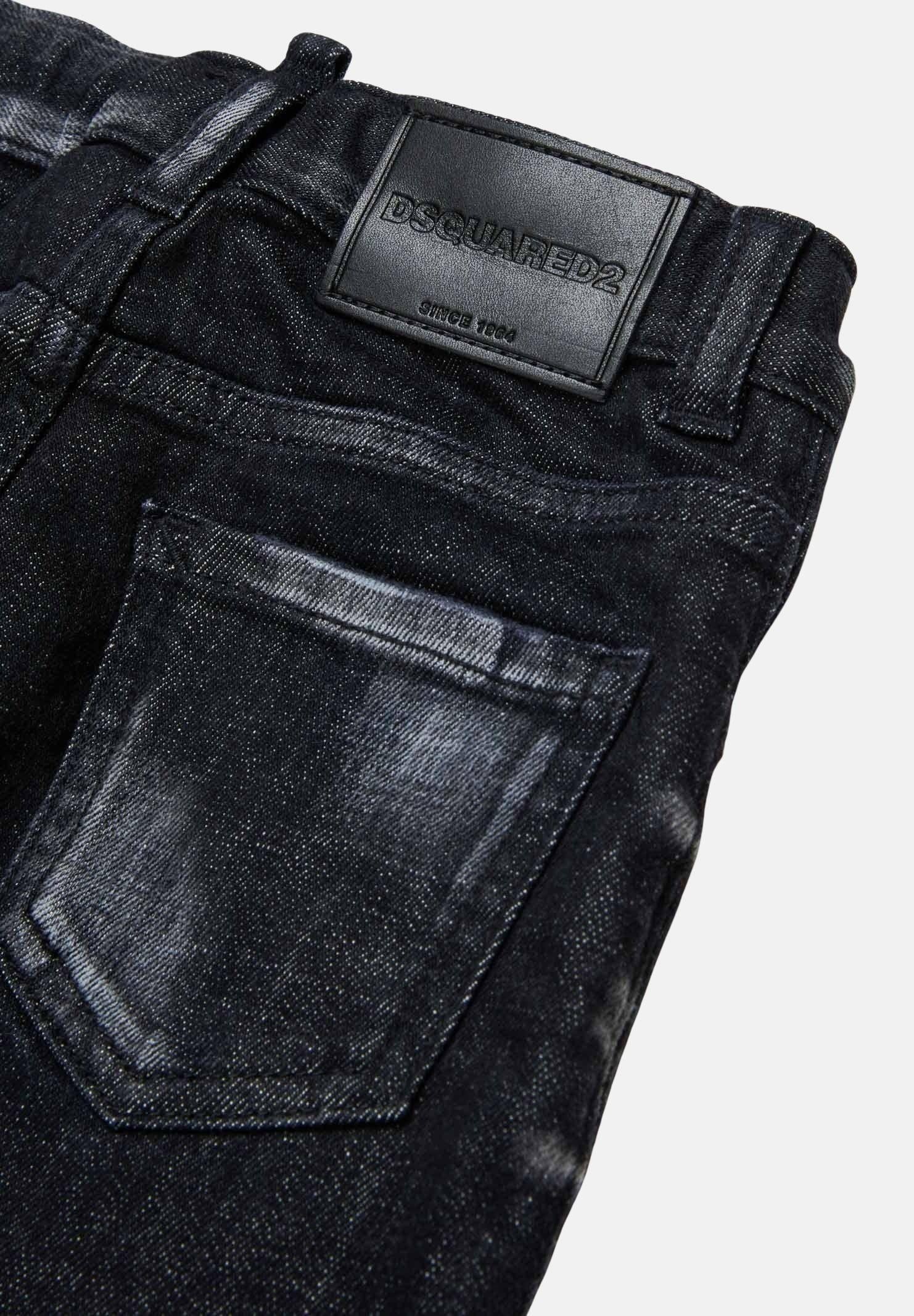 DSQUARED2 Jeans Turn-Up in denim nero da neonato DQ01TCD0ABS DQ02 DSQUARED2 