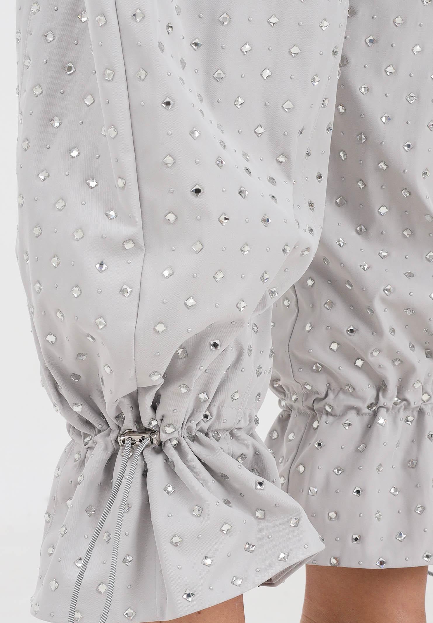 PINKO Pantalone grigio da donna con strass e borchie 105984A2XX K14 PINKO 