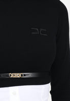 ELISABETTA FRANCHI Maglioncino a collo alto nero da donna in viscosa e popeline di cotone MK14T56E2 222 ELISABETTA FRANCHI 