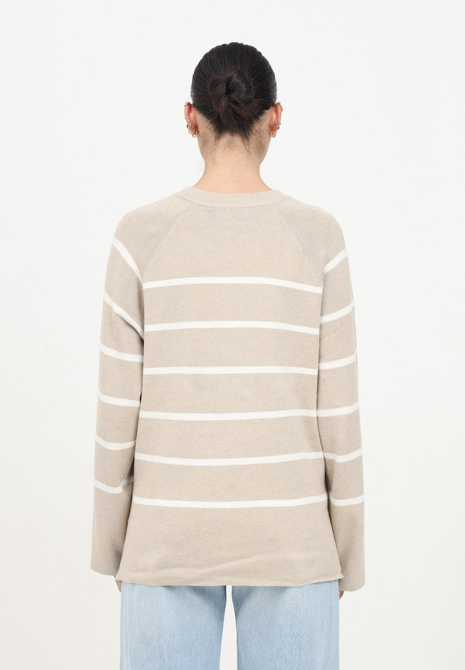 JDY Maglioncino girocollo beige da donna con righe orizzontali 15339172 TrenchCoat JDY 