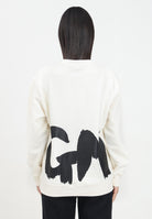 Felpa girocollo crema per donna e bambina con stampa lgoo F4MSJUSW059 013 MSGM 