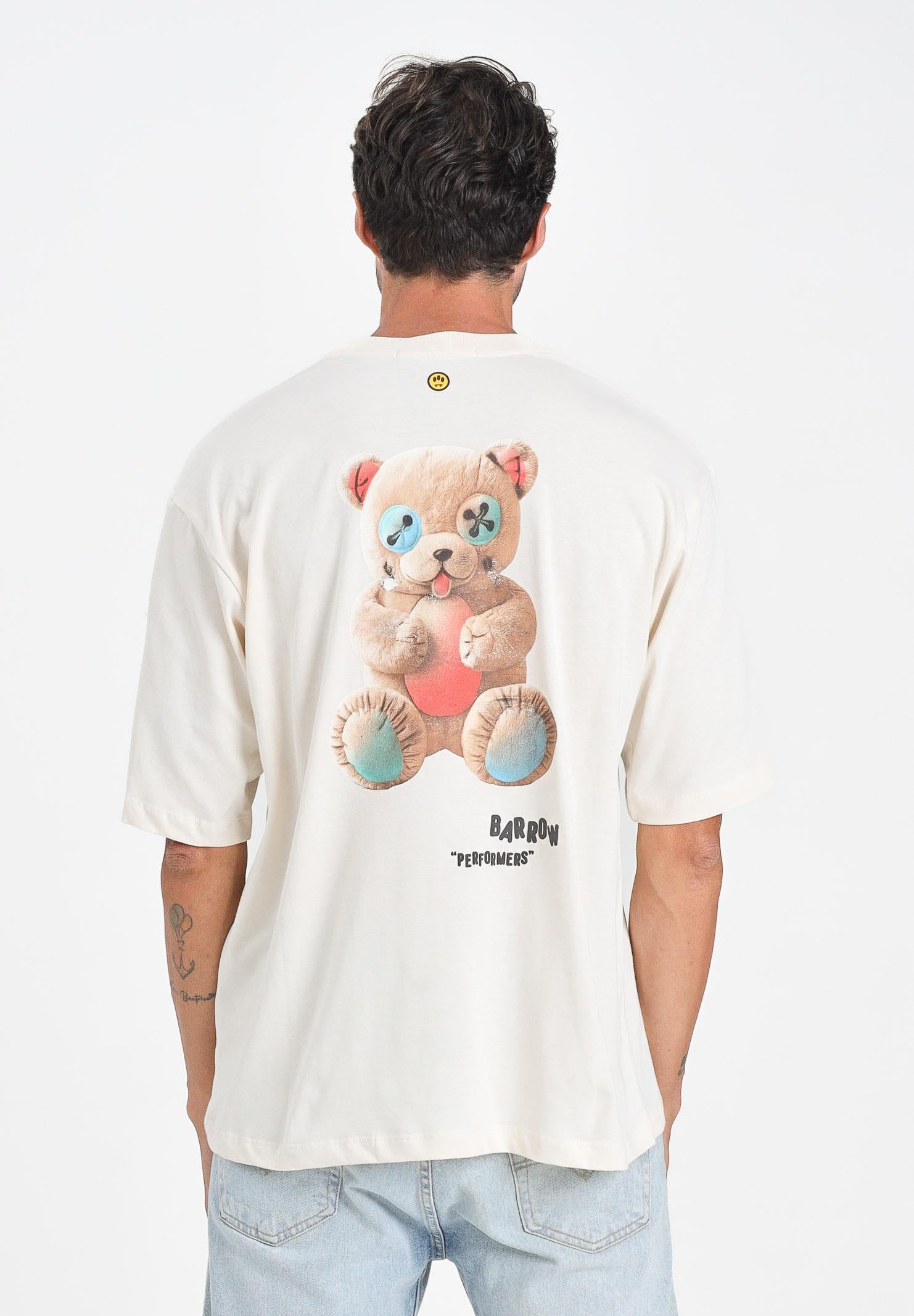 BARROW T-shirt a manica corta color crema per uomo e donna con maxi stampa sul retro F5BWUATH049 013 BARROW 
