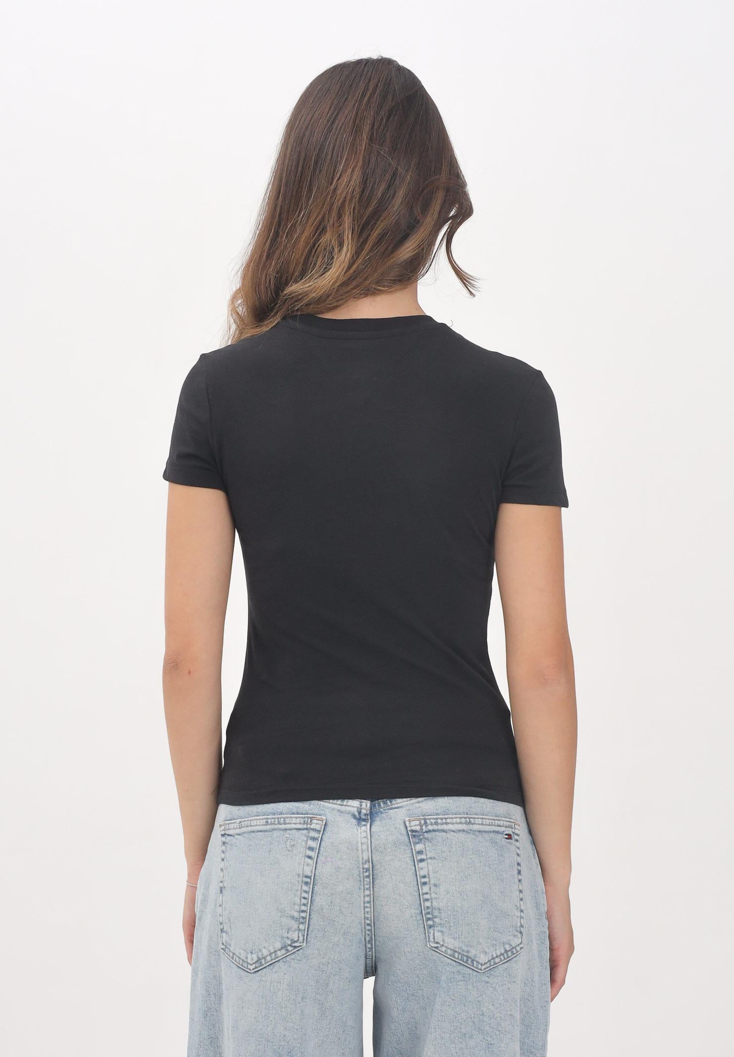TOMMY JEANS T-shirt a manica corta nera da donna con logo DW0DW21422BDS  TOMMY JEANS 