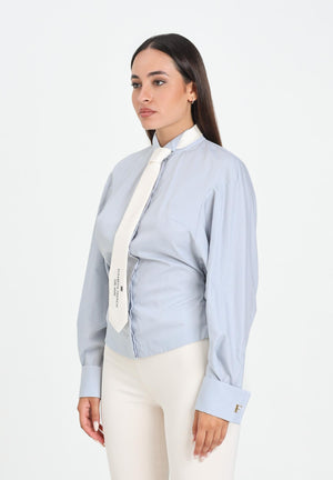 ELISABETTA FRANCHI Camicia a manica lunga celeste da donna con cravatta CA09156E2 EF5 ELISABETTA FRANCHI 