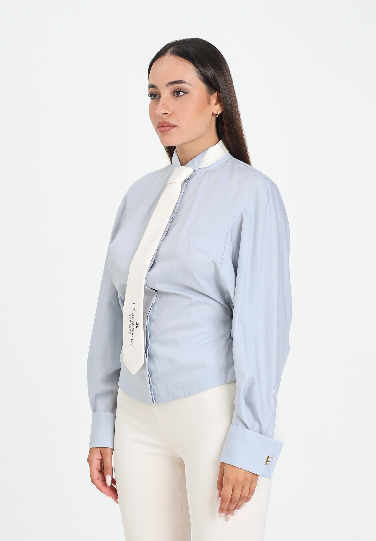 ELISABETTA FRANCHI Camicia a manica lunga celeste da donna con cravatta CA09156E2 EF5 ELISABETTA FRANCHI 