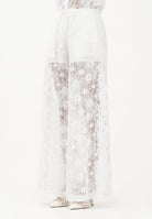 PINKO Pantalone LAURIE bianco da donna in pizzo rebrodé floreale<BR/> 106662A381 Z05 PINKO 