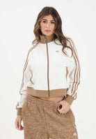 ADIDAS ORIGINALS Felpa con zip ADIDAS ORIGINALS VELOUR bianca e beige da donna KR0062  ADIDAS ORIGINALS 
