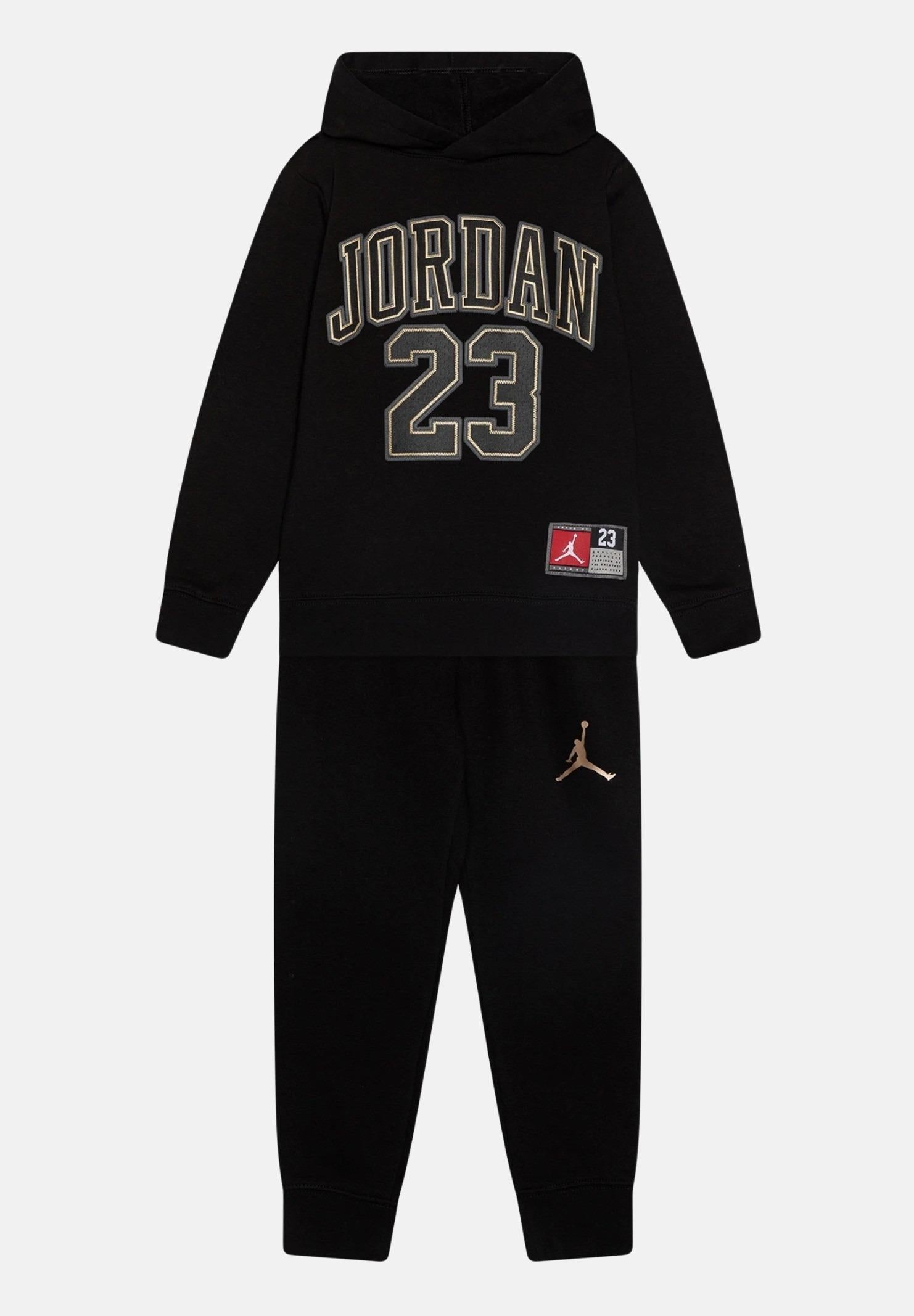 Tuta nera da neonato con logo a contrasto 65C651 K5X JORDAN 