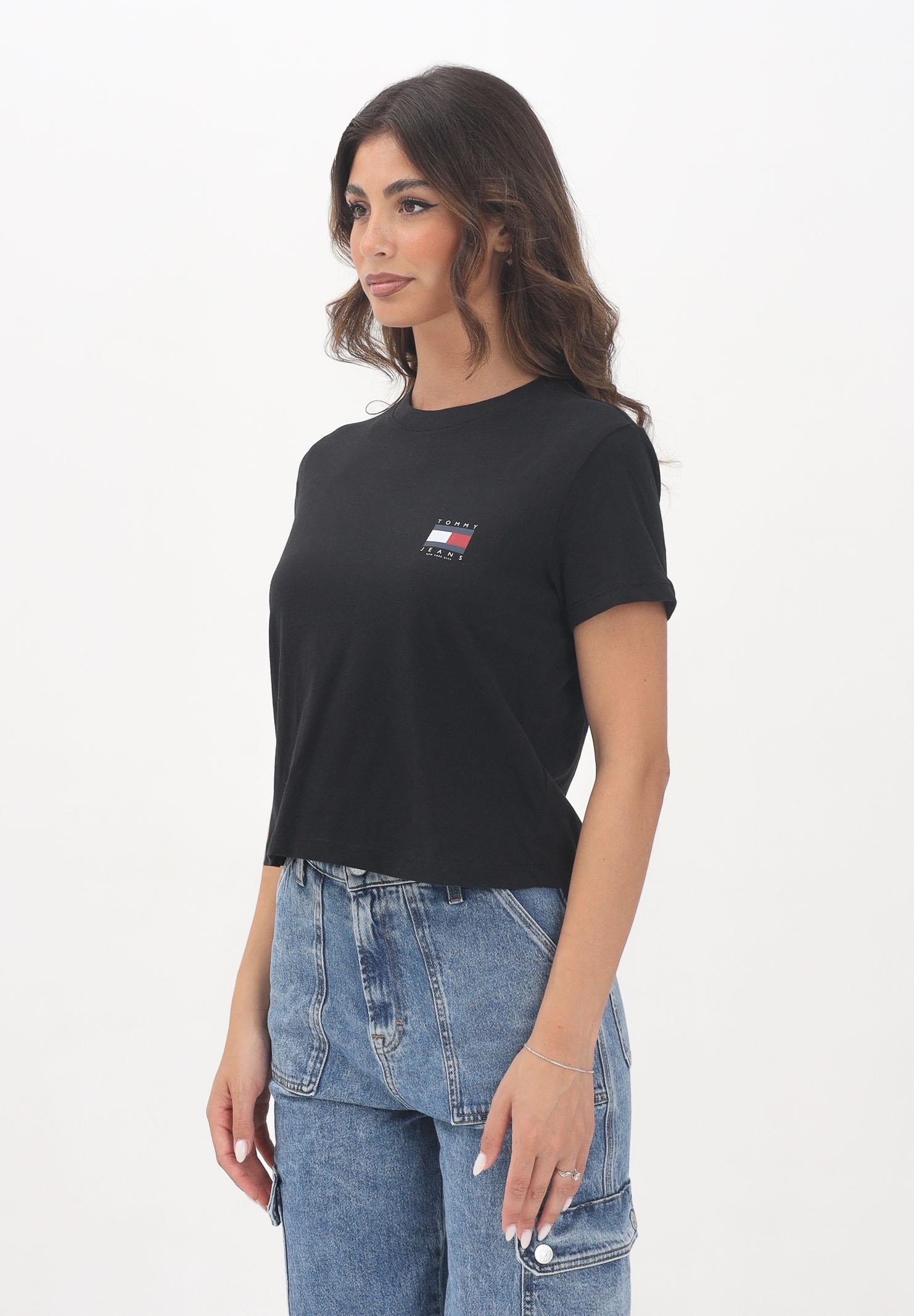 TOMMY JEANS T-shirt a manica corta nera da donna con maxi logo DW0DW21423BDS  TOMMY JEANS 