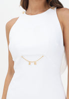 ELISABETTA FRANCHI Abito corto avorio da donna con accessorio in metallo dorato con charms AB80856E2 360 ELISABETTA FRANCHI 