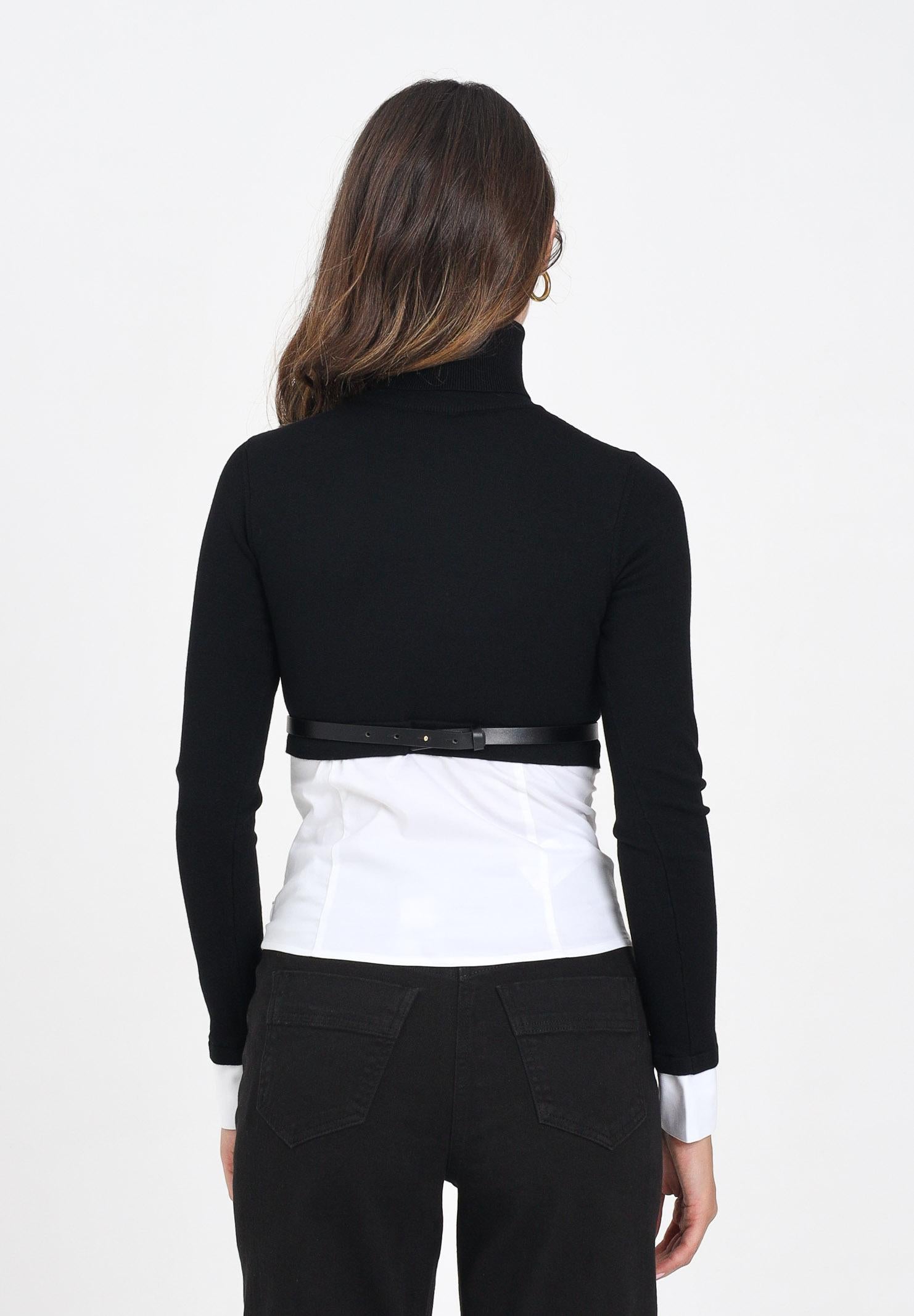 ELISABETTA FRANCHI Maglioncino a collo alto nero da donna in viscosa e popeline di cotone MK14T56E2 222 ELISABETTA FRANCHI 