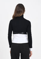 ELISABETTA FRANCHI Maglioncino a collo alto nero da donna in viscosa e popeline di cotone MK14T56E2 222 ELISABETTA FRANCHI 