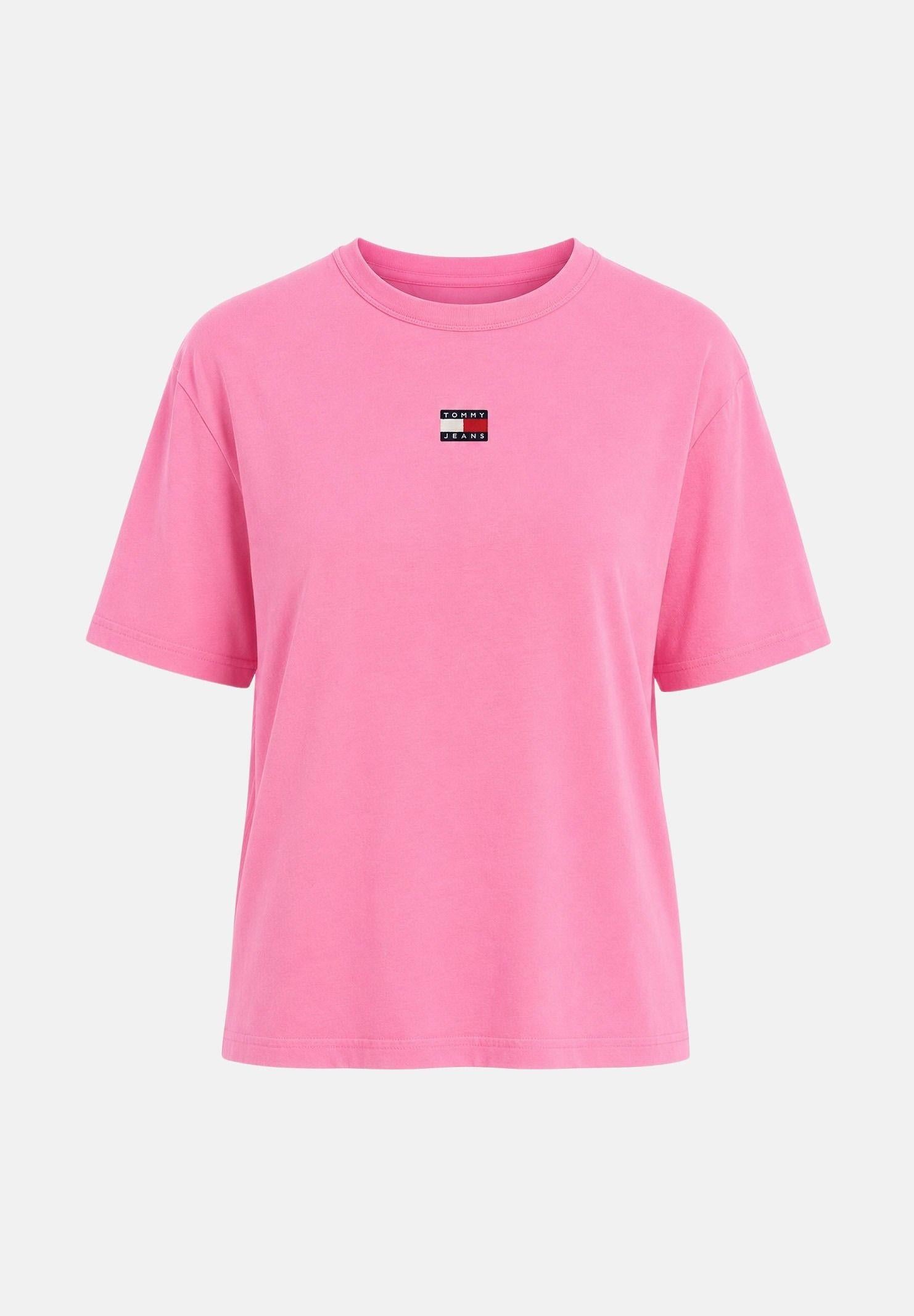 TOMMY JEANS T-shirt Tommy Badge Boxy color Pink Daisy, rosa, da donna DW0DW22202 TOU TOMMY JEANS 