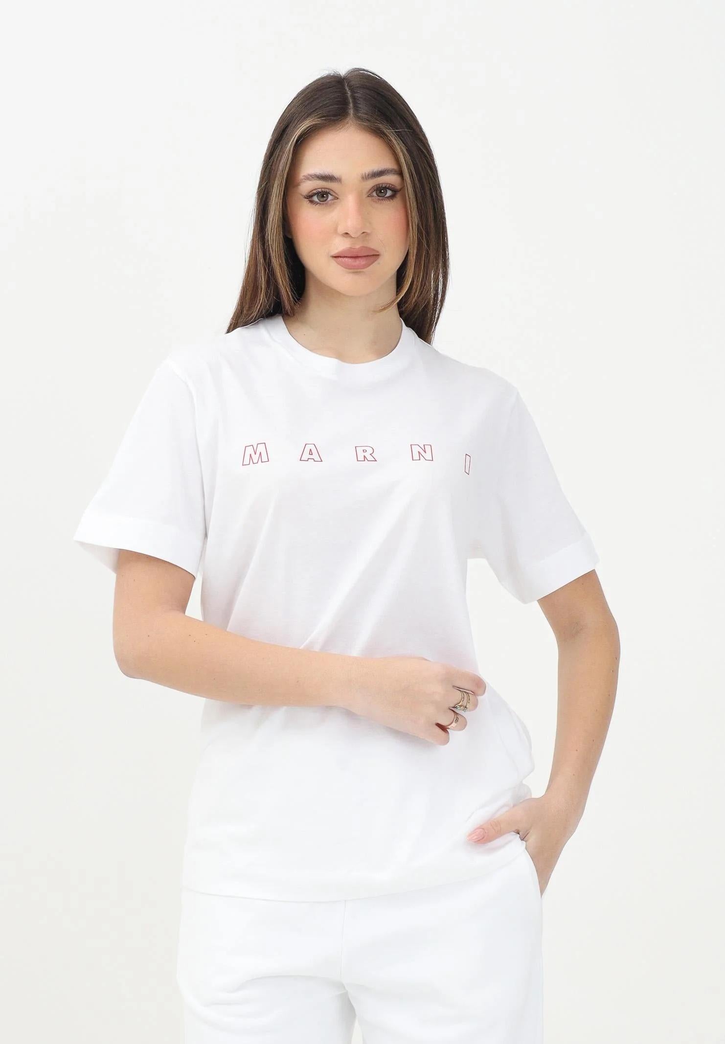 MARNI T-shirt a manica corta bianca per donna, ragazzi e bambine con logo Marni Outline M01466M00RF 0M100 MARNI 