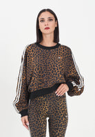 ADIDAS ORIGINALS Felpa girocollo Leopard Crewneck marrone da donna JW7303  ADIDAS ORIGINALS 