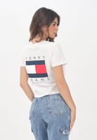 TOMMY JEANS T-shirt a manica corta bianca da donna con maxi logo DW0DW21423YBH  TOMMY JEANS 