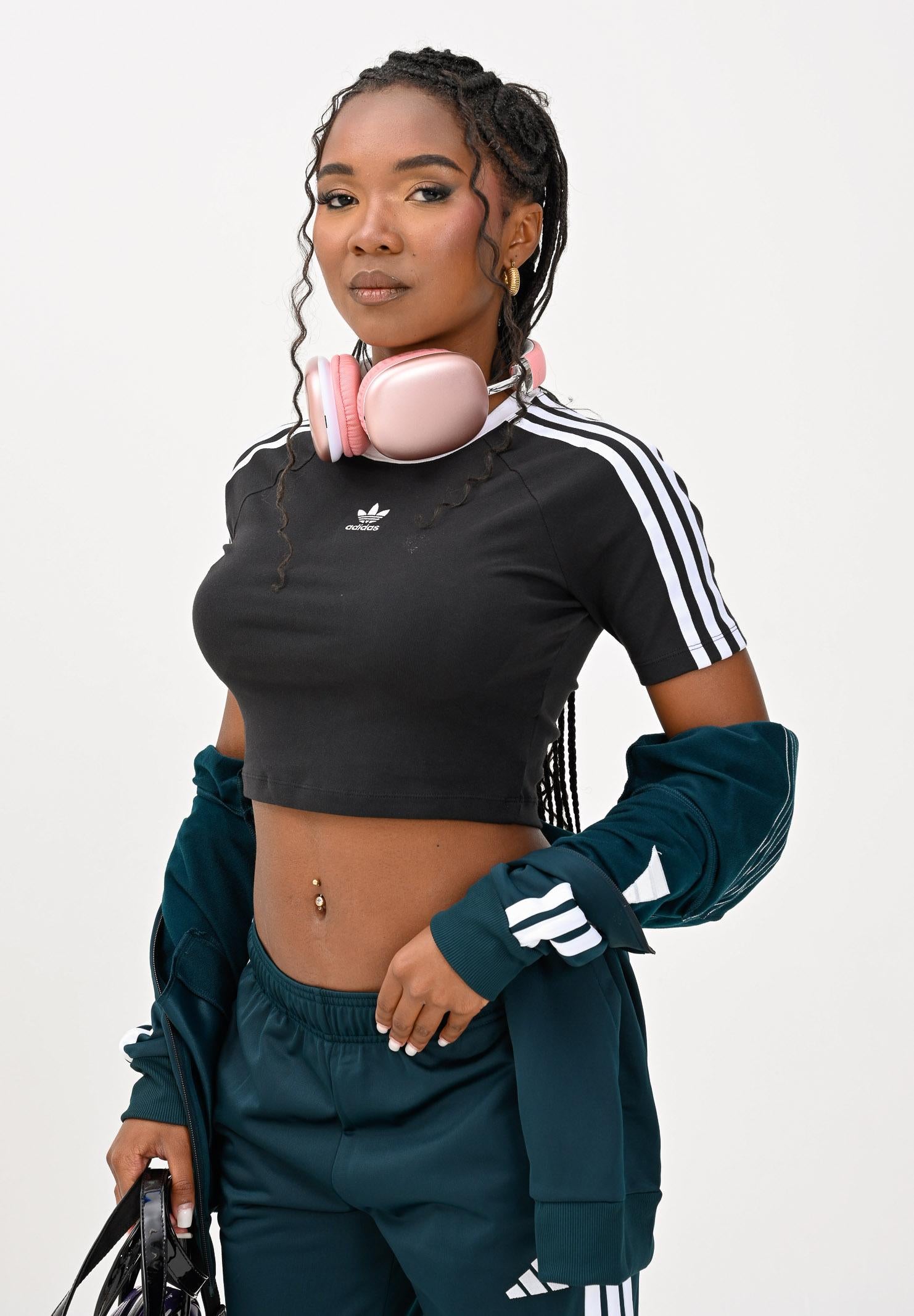 ADIDAS ORIGINALS T-shirt a manica corta 3-Stripes nera da donna IU2532  ADIDAS ORIGINALS 