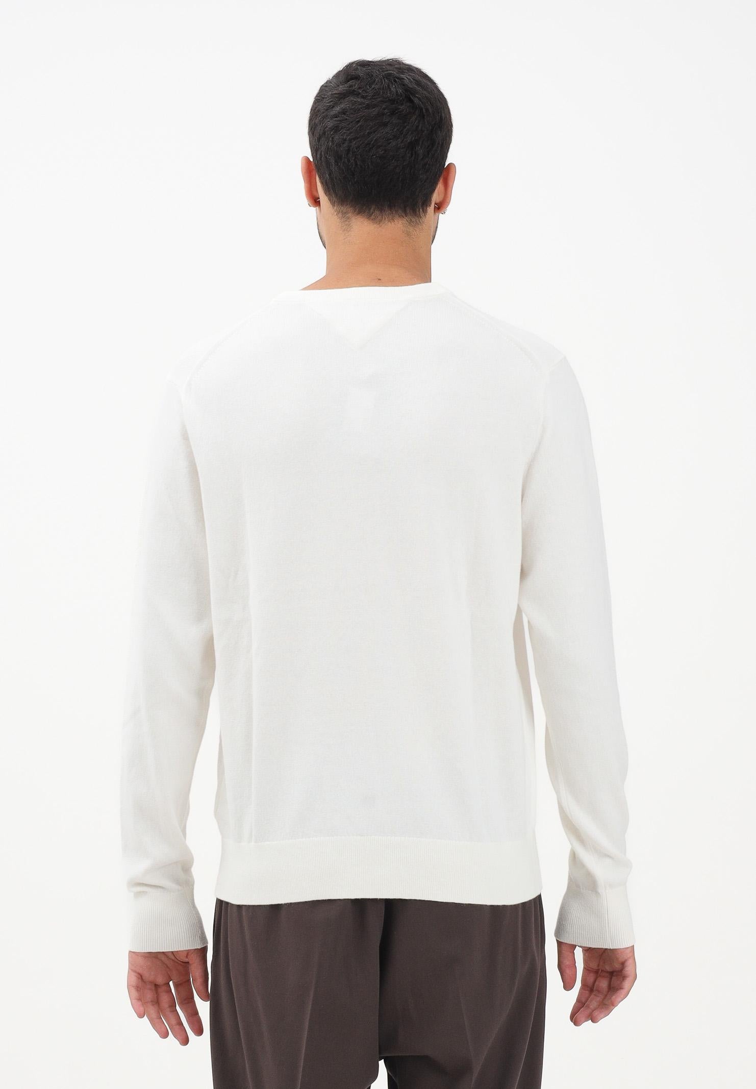 TOMMY HILFIGER Maglioncino girocollo panna da uomo con logo MW0MW28046Z00  TOMMY HILFIGER 