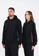 GCDS Felpa con zip nera per uomo e donna caratterizzata da nastri logati B2EM1900JD1 99 GCDS 