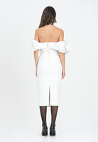 ELISABETTA FRANCHI Abito midi avorio da donna con scollo 3D<BR/> AB71456E2 360 ELISABETTA FRANCHI 