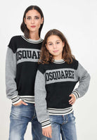 Maglioncino girocollo grigio e nero per donna e bambina con ricamo logo DQ2452D0A9R DQ900 DSQUARED2 