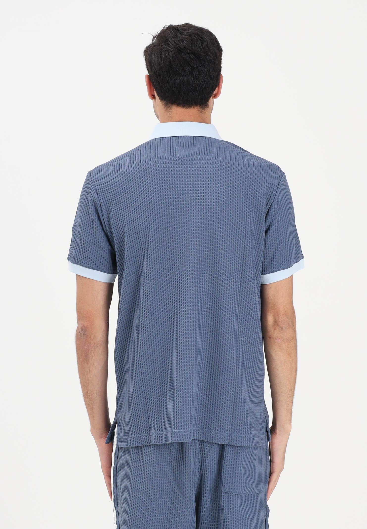 ADIDAS ORIGINALS Polo a manica corta WAFFLE KNIT blu soft da uomo KX1230 . ADIDAS ORIGINALS 