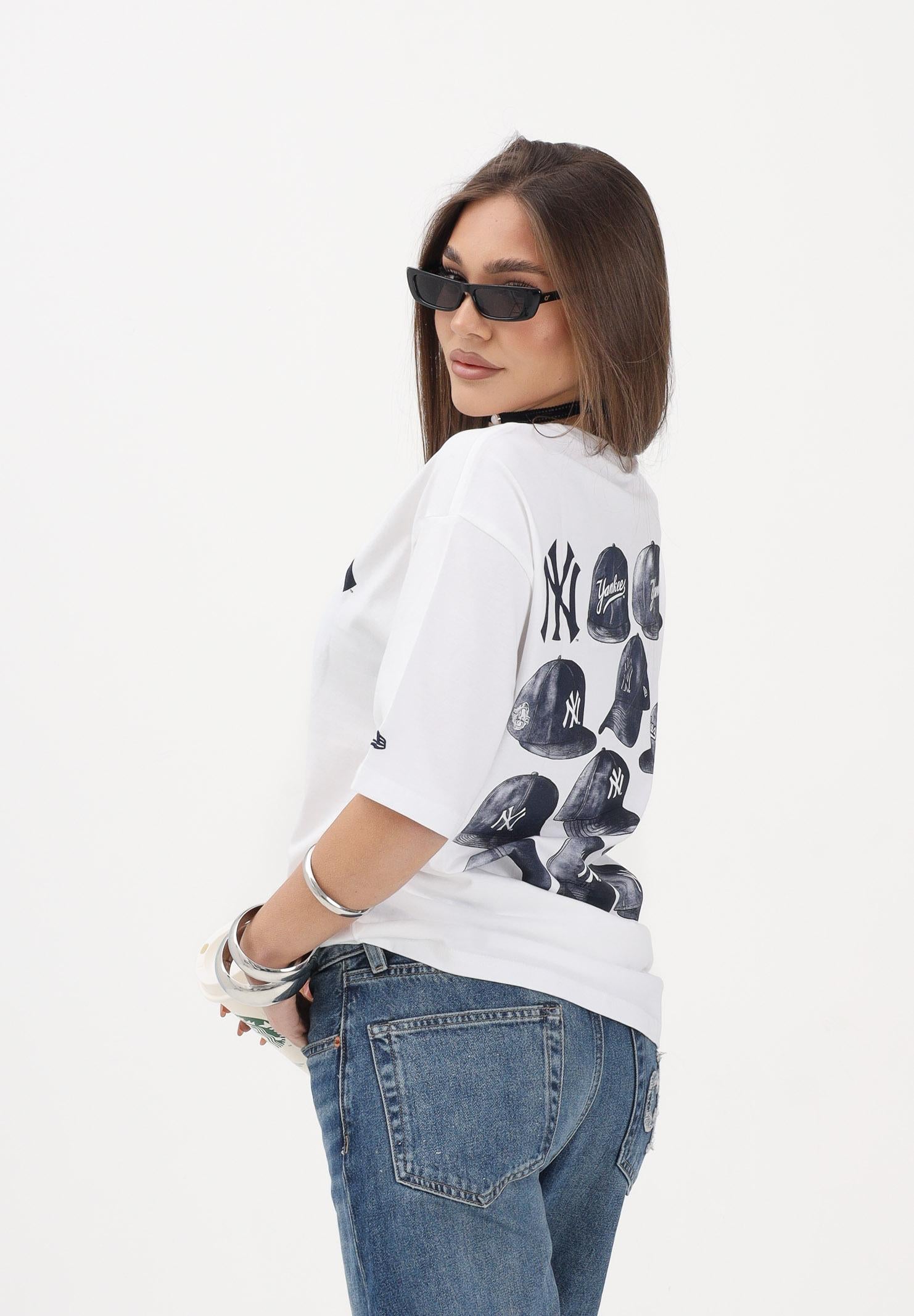 NEW ERA T-shirt a manica corta Oversized New York Yankees MLB Cap Graphic bianca per uomo e donna 60856148 . NEW ERA 