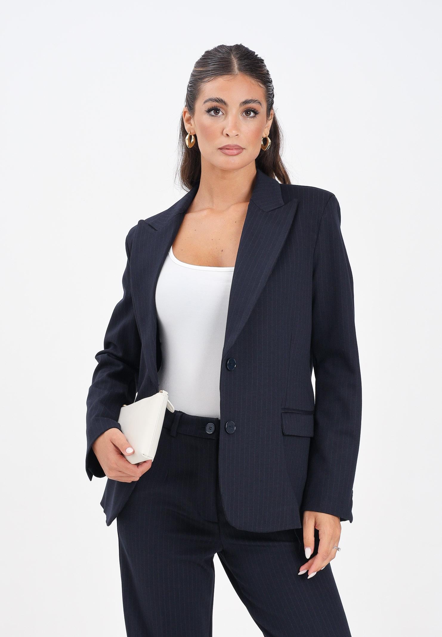 VICOLO Giacca blu da donna con motivo gessato TF0143 FFBL VICOLO 