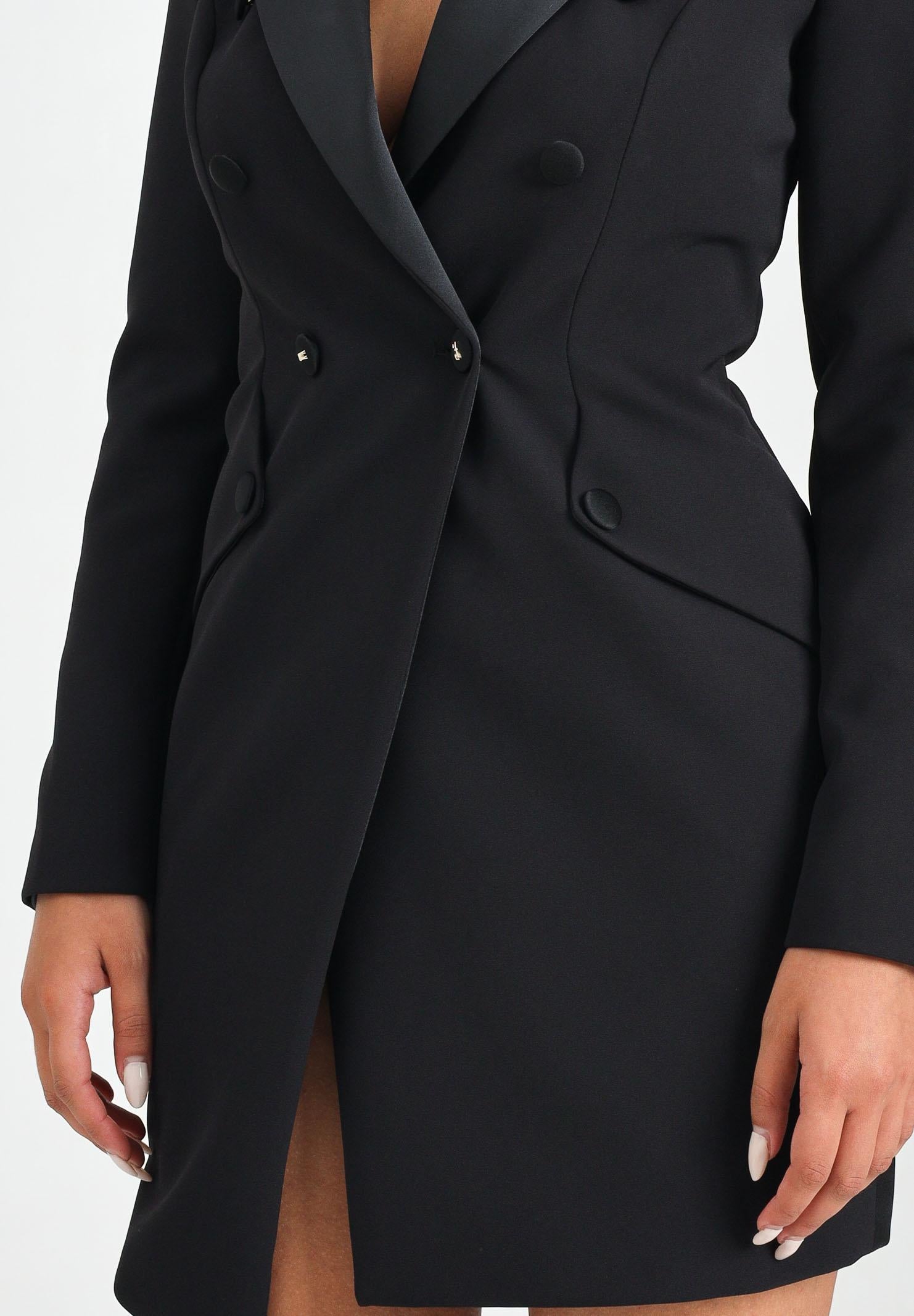 ELISABETTA FRANCHI Abito corto nero da donna con dettagli smoking AB80356E2 110 ELISABETTA FRANCHI 