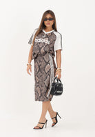 ADIDAS ORIGINALS Gonna midi SNAKE PRINT SATIN beige da donna KX1894 . ADIDAS ORIGINALS 
