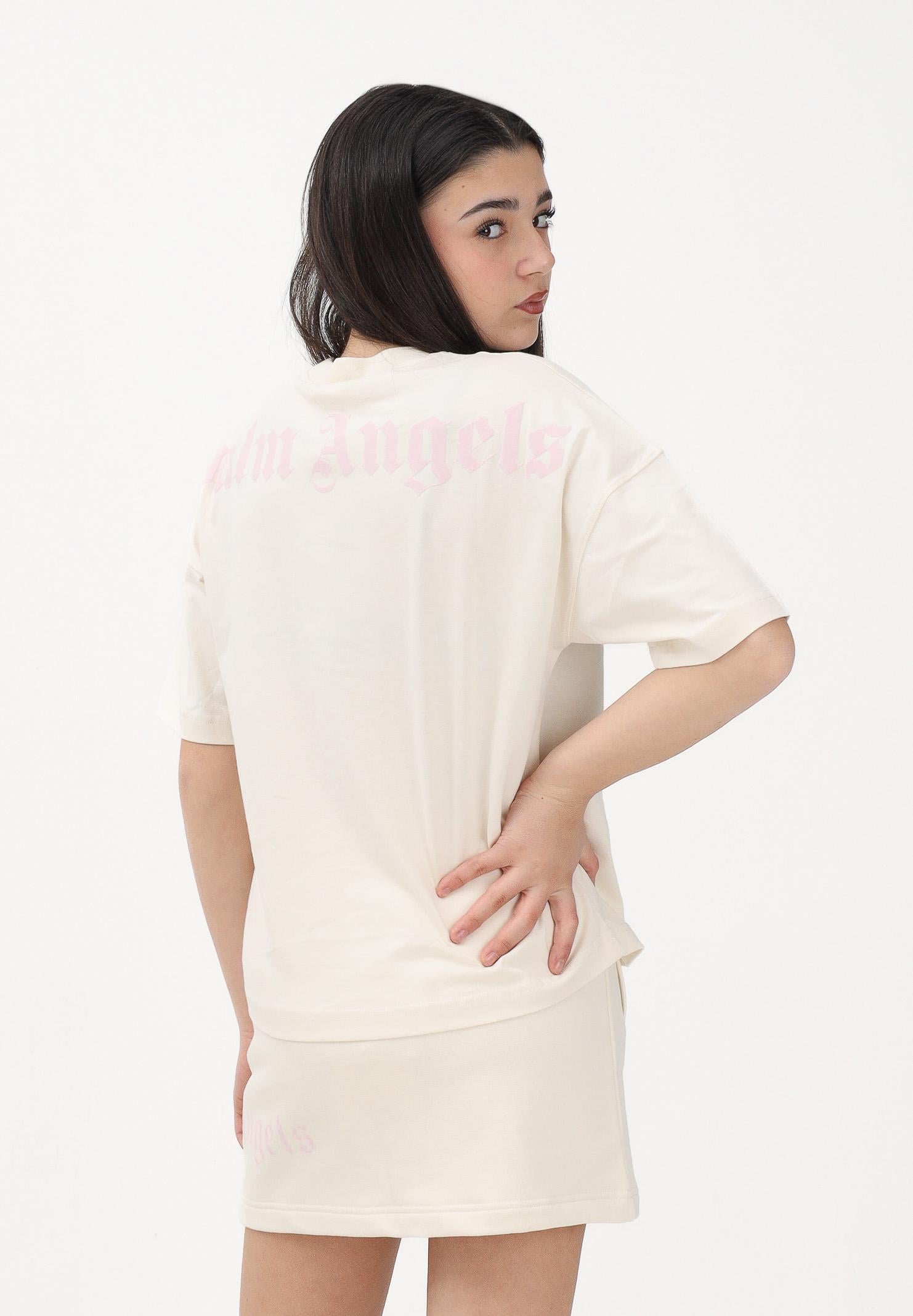 PALM ANGELS T-shirt a manica corta panna per donna, ragazzi e bambini con logo PGAA001S26JER001 002 PALM ANGELS 