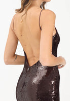 PATRIZIA PEPE Abito lungo bordeaux da donna con paillettes 8A1567J326 M549 PATRIZIA PEPE 