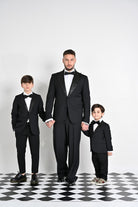 I'M BRIAN Giacca monopetto nera da bambino con rever a lancia rivestito da paillettes GIA3225J 009 I'M BRIAN 