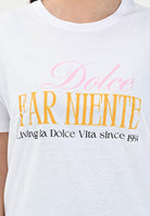 SANTAS T-shirt a manica corta bianca da donna con stampa DOLCEFARNIENTE BIANCO SANTAS 