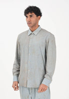 I'M BRIAN Camicia a manica lunga celeste da uomo con micro-lavorazione traforata CA3643 0028 I'M BRIAN 