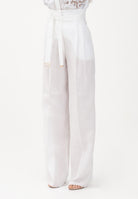 MAX MARA Pantalone MSTMATERIA in lino bianco da donna 2616131092600 002 MAX MARA 