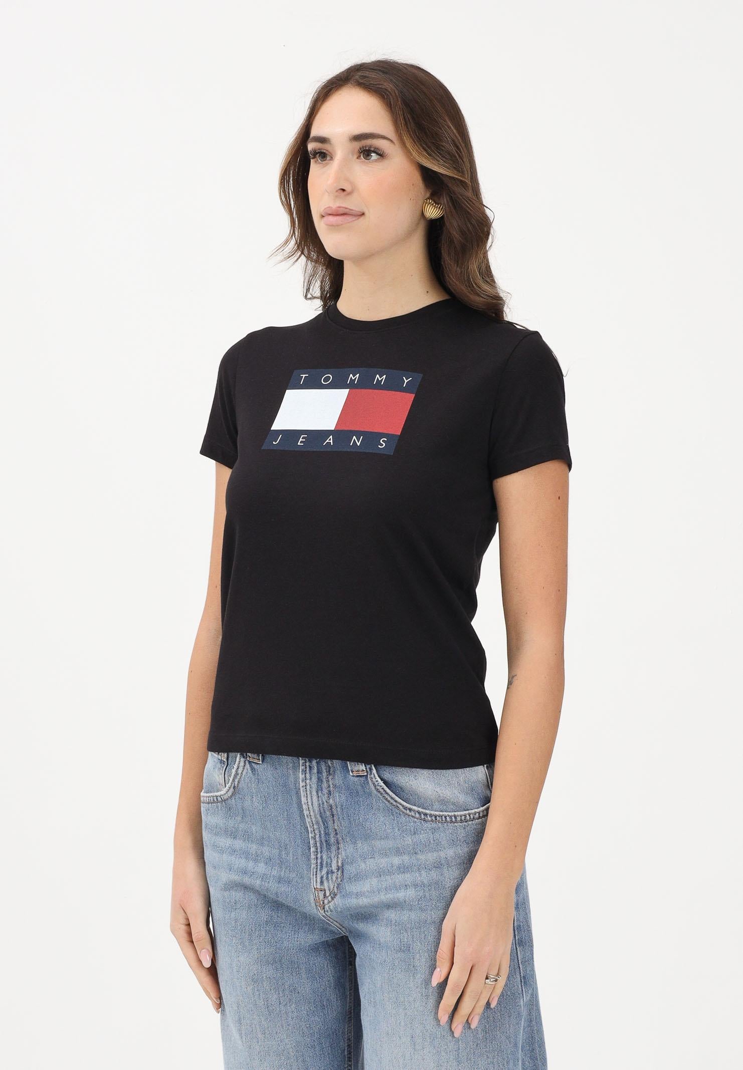 TOMMY JEANS T-shirt a manica corta nera da donna con logo DW0DW22562 BDS TOMMY JEANS 