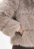 MEHRAN Pelliccia beige da donna con cappuccio 25263NUT NUT MEHRAN 