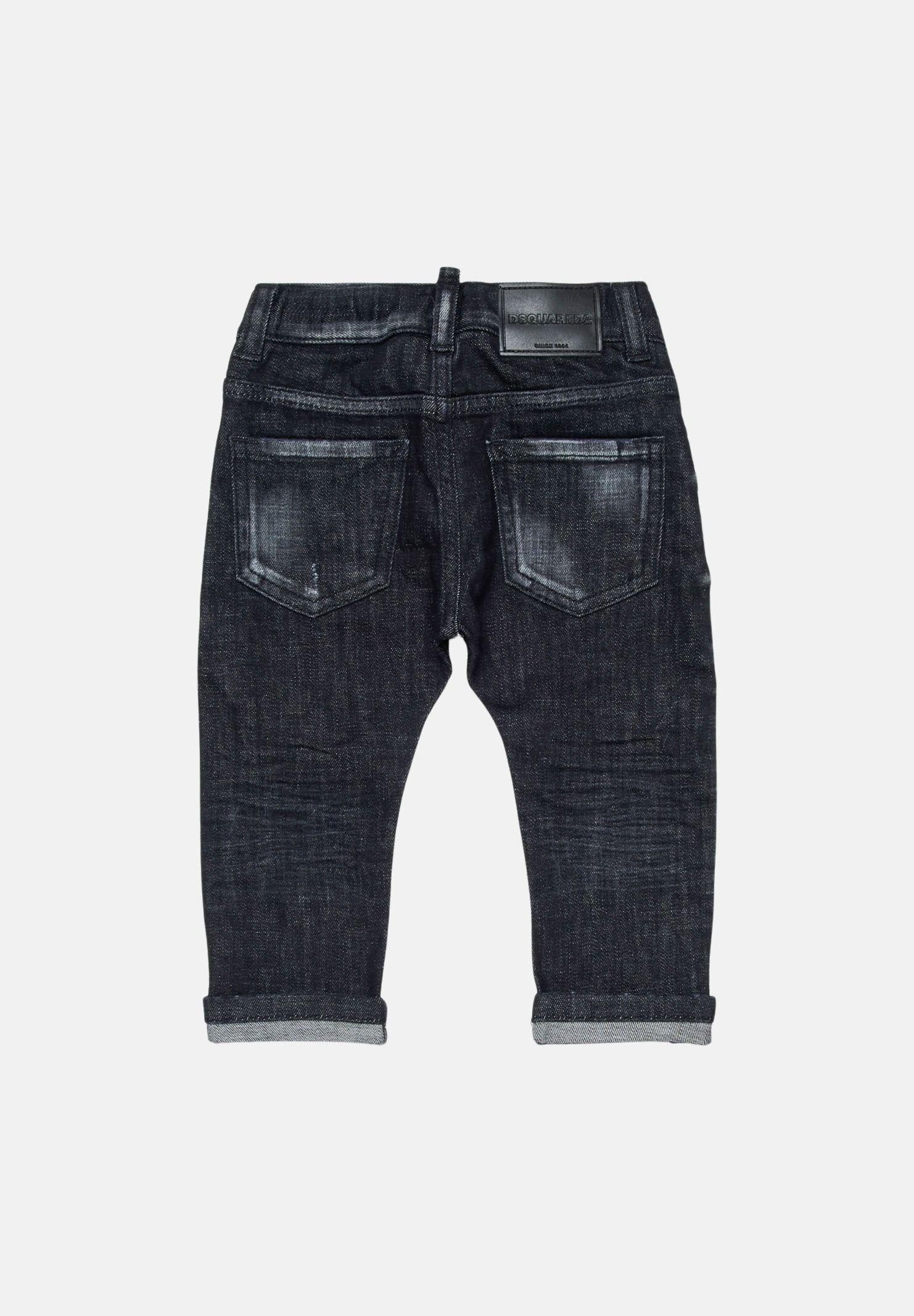 DSQUARED2 Jeans Turn-Up in denim nero da neonato DQ01TCD0ABS DQ02 DSQUARED2 