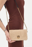 PINKO Pochette Love Bag Click Soft Horizontal Mini in rafia beige da donna 106023A391 C24Q PINKO 