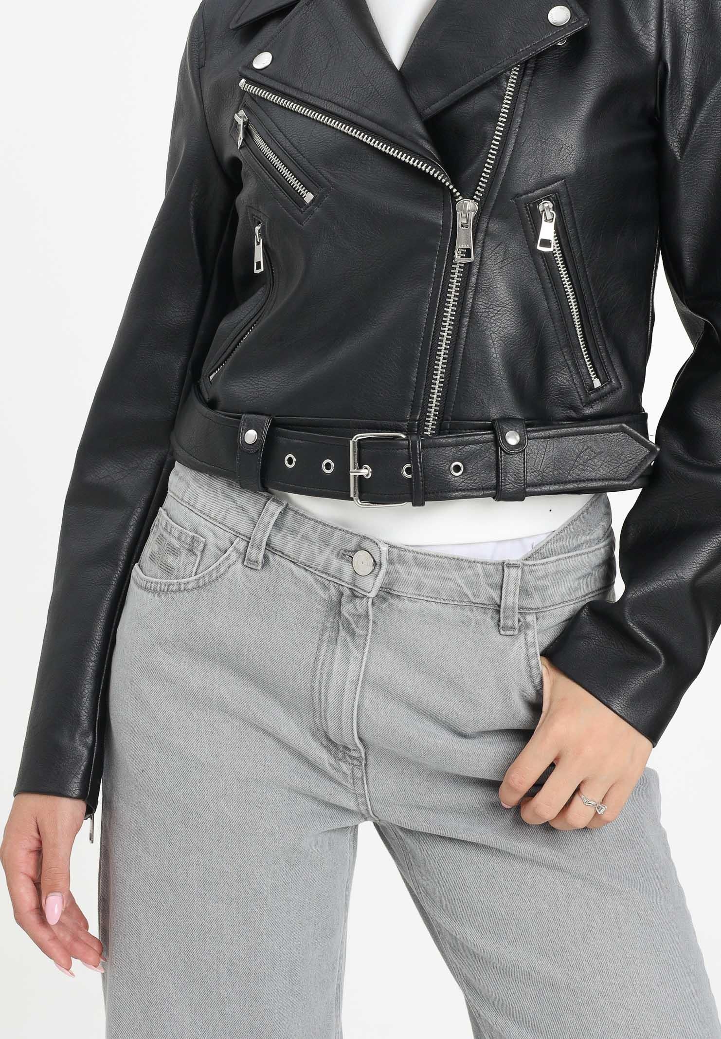 ONLY Giubbotto in Ecopelle Nera Donna - Stile Biker