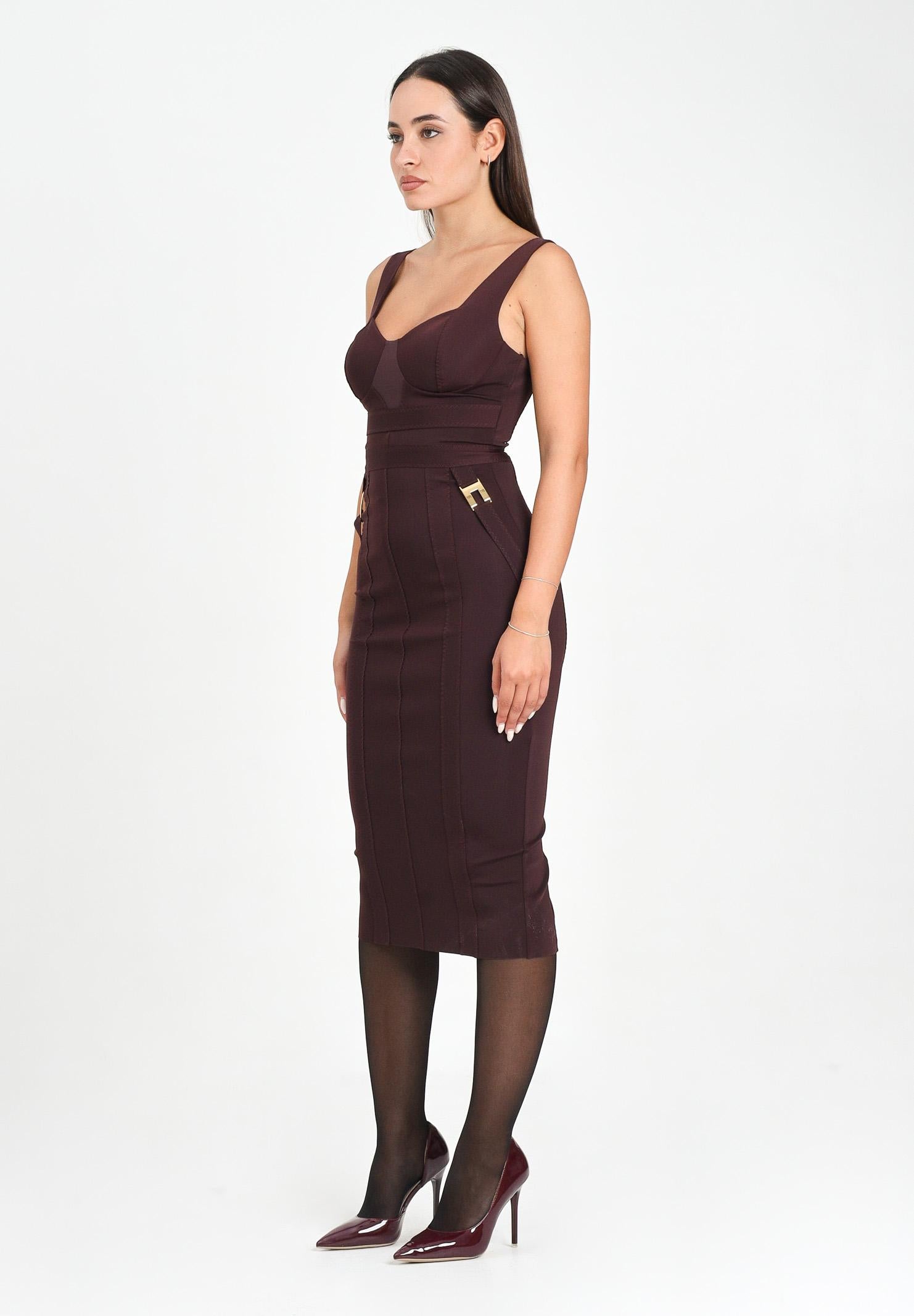 ELISABETTA FRANCHI Abito midi bordeaux da donna in tessuto bielastico AB81056E2 EA4 ELISABETTA FRANCHI 