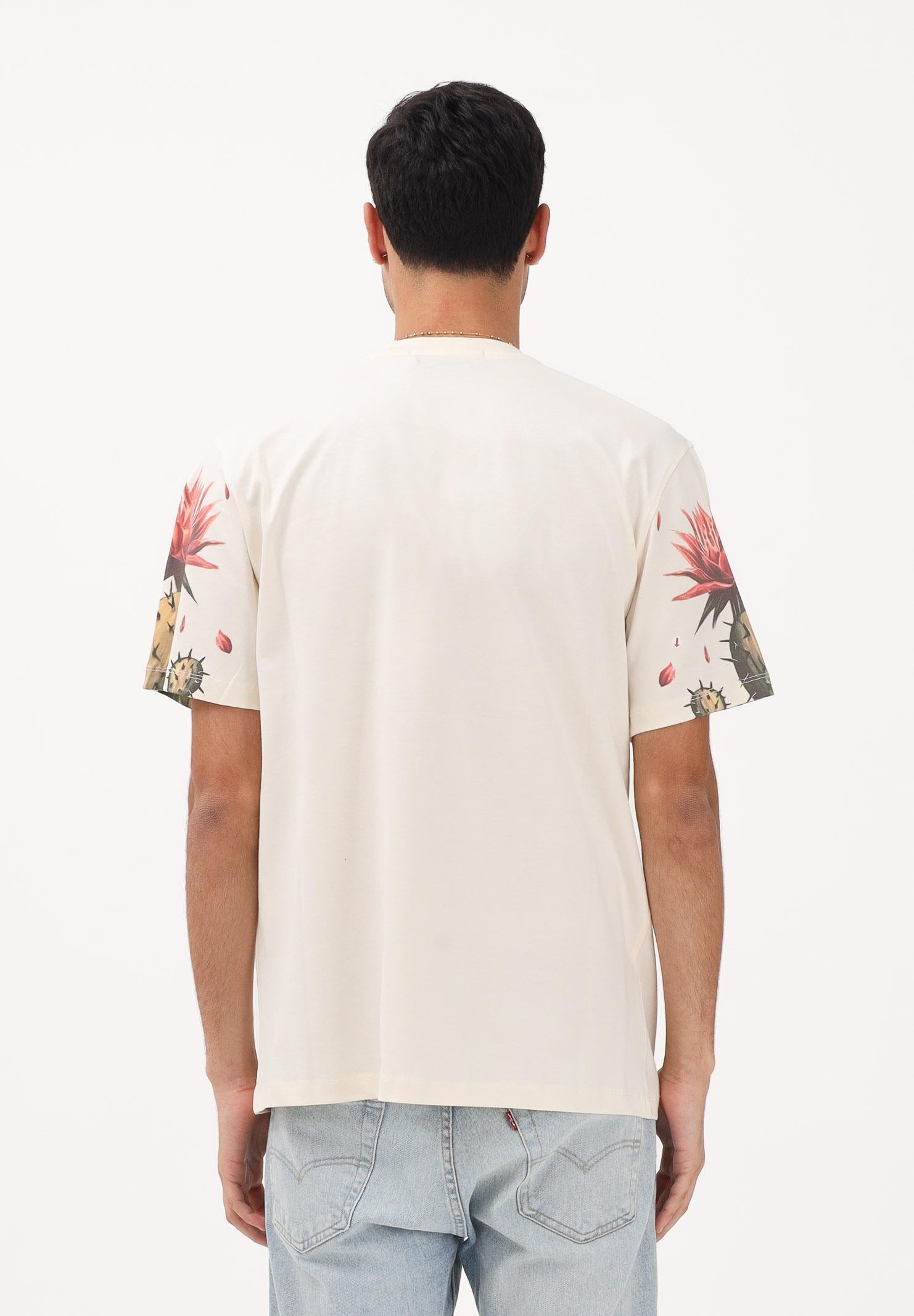 BARROW T-shirt a manica corta crema per uomo e donna con stampe S6BWUATH069 013 BARROW 