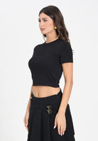 VERSACE JEANS COUTURE T-shirt a manica corta nera da donna con logo 79HAHC01CJ02C 899 VERSACE JEANS COUTURE 