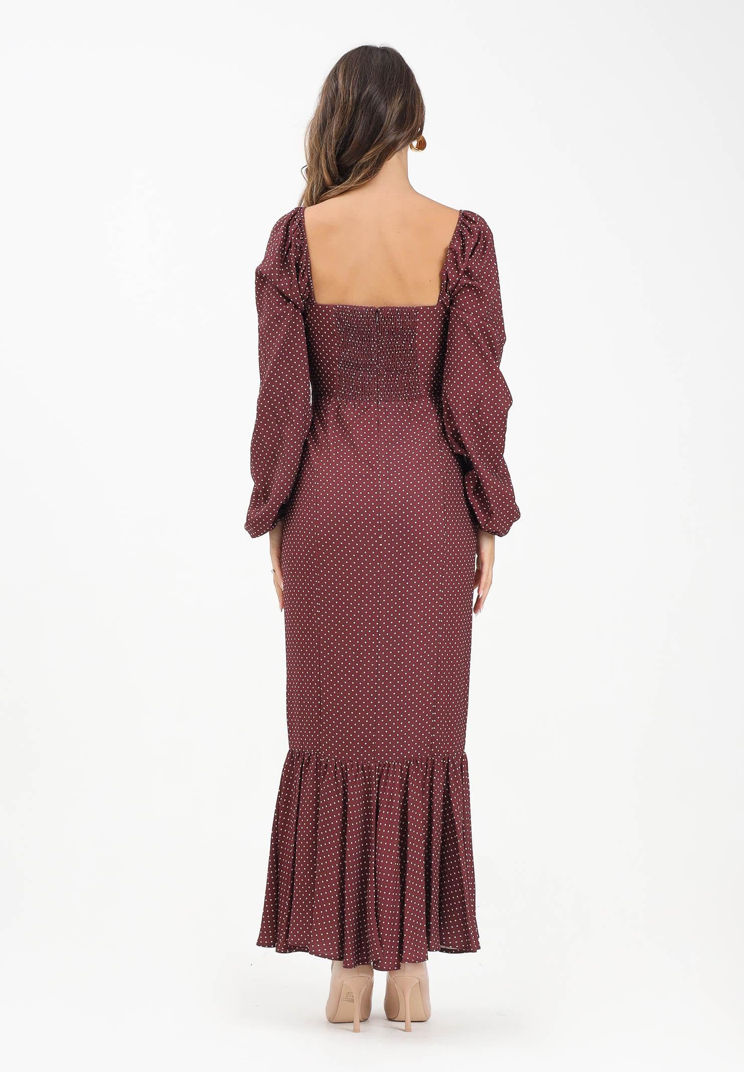 MAR DE MARGARITAS Abito lungo Lady bordeaux da donna con micro fantasia a pois MMABW01295 RS19 Mar de margaritas 