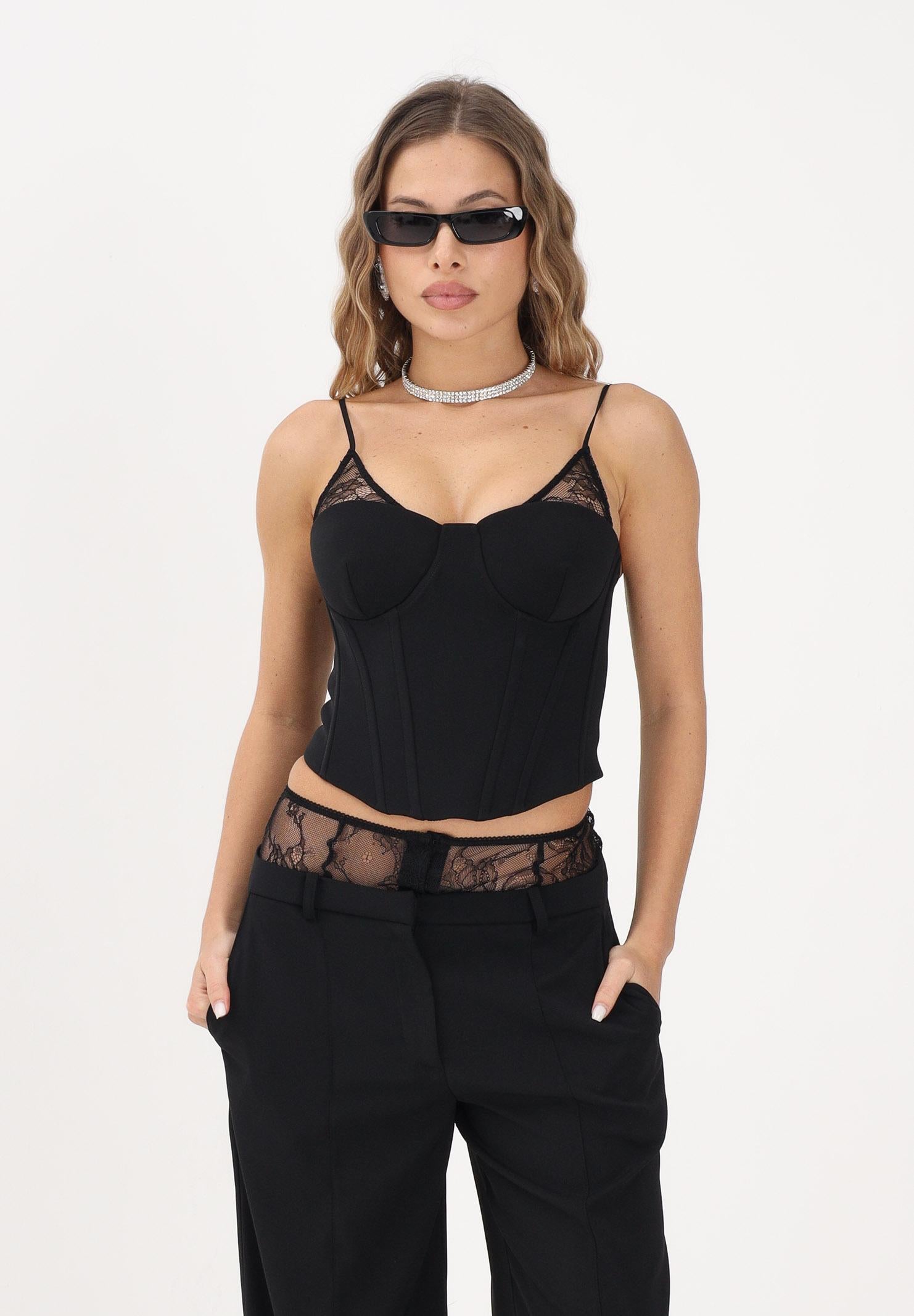 PATRIZIA PEPE Corpetto nero da donna con dettagli in pizzo 8C0830A6F5 K103 PATRIZIA PEPE 