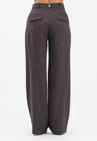 PATRIZA PEPE Pantalone palazzo marrone da donna  in tessuto strutturato con effetto bottonato 2P1700A646 FG48 PATRIZIA PEPE 