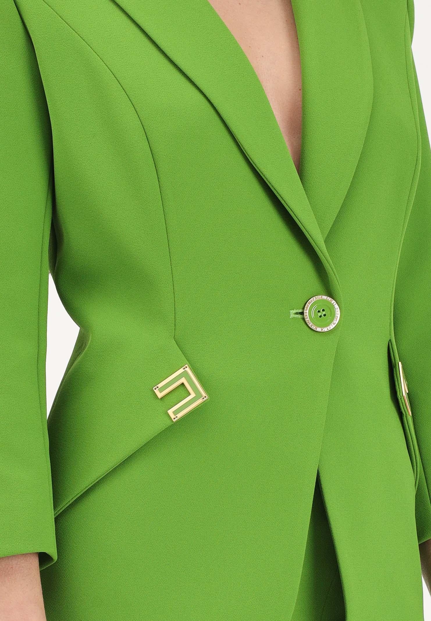 ELISABETTA FRANCHI Giacca monopetto verde da donna con dettagli logo GI21561E2 EV3 ELISABETTA FRANCHI 