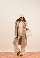 HINNOMINATE Pantalone in maglia beige da donna con banda laterale logata HMABW02131 BE11 HINNOMINATE 