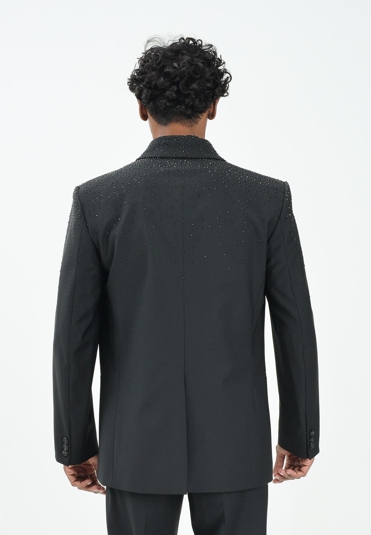 PATRIZIA PEPE Giacca doppiopetto nera da uomo con strass 5S0743A685 K102 PATRIZIA PEPE 